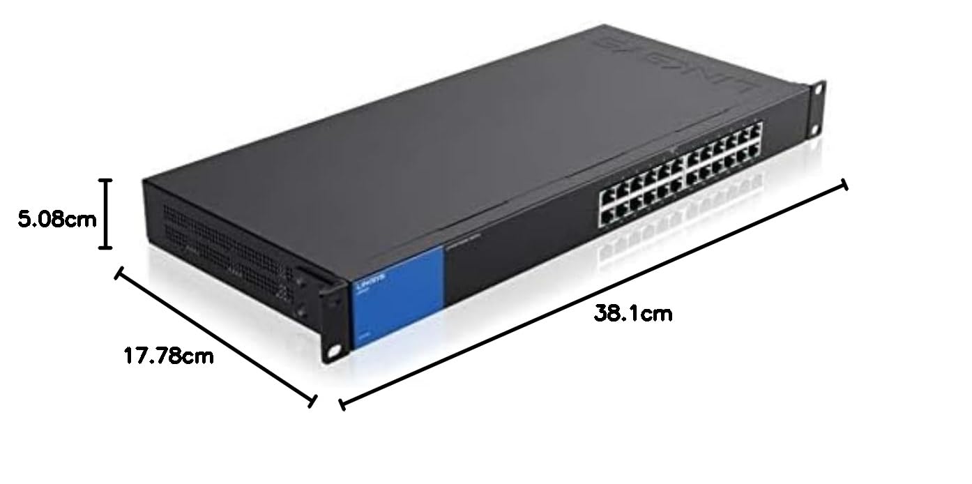 Linksys LGS124-UK 24 Port Gigabit Unmanaged Netzwerk-Switch – Heim- und Büro-Ethernet-Switch-Hub mit Metallgehäuse – Wandhalterung oder Desktop-Ethernet-Splitter, Plug and Play