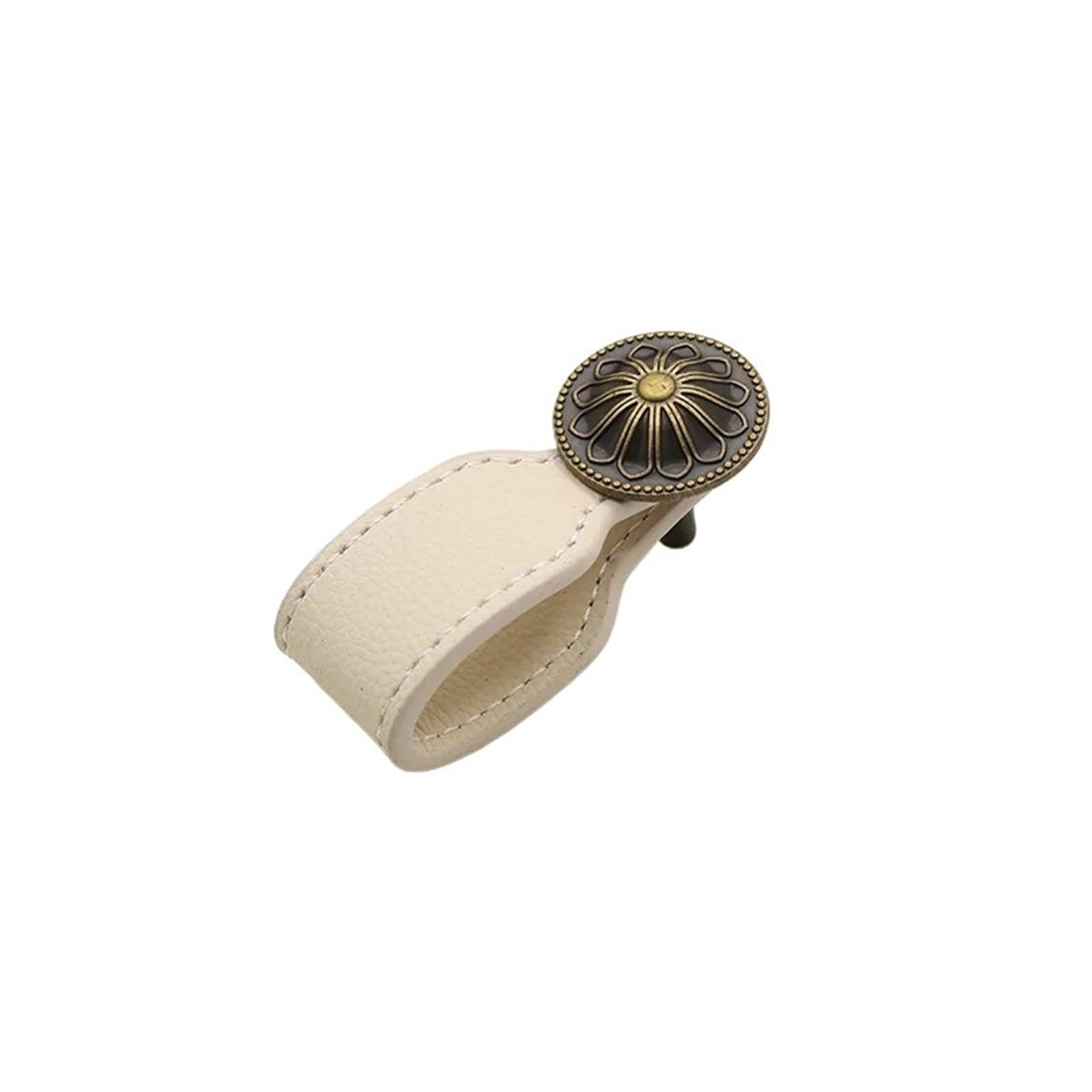 CQAHDSEVF Leather Drawer Pulls, Leather Cabinet Drawer Handles Multicolor Multiple Sizes(6388-beige-Copper)
