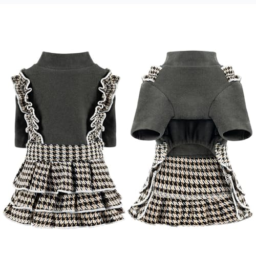 JPETTPかわいい ペット服 犬服 ワンピース 春秋 猫服 犬の洋服 スカート レース ドレス 蝶?び お姫様 お正月 祝い 記念撮影 小型犬 中型犬 お散歩25-B25グレーL