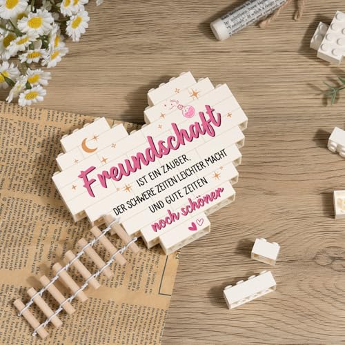 Beste Freundin Geschenke - Herzförmige Ornamente mit Spruch - Geburtstagsgeschenk für Freundin, Frauen & BFF - Freundschaft Geschenke & Dankeschön Deko zum Einzug oder Ostern