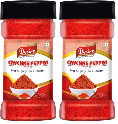 Image of Desire Cayenne Pepper Powder 50g - Hot & Spicy Chili Powder, Perfect for Cooking, Seasoning, and Adding Heat to Dishes | 100% Pure and Natural | No Additives | Pack of 2