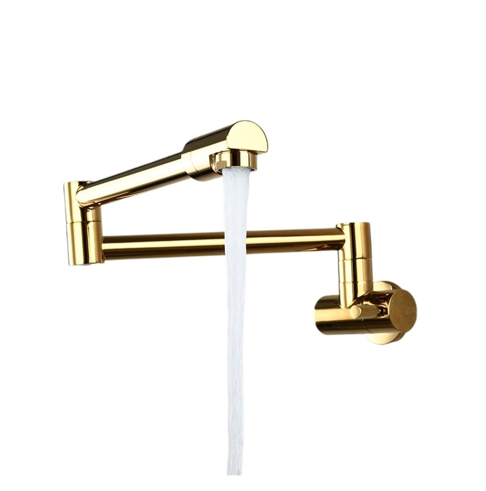 ZQFHSX Brass Kitchen Faucet, Wall Mount Single Cold Hole Mixer Rotate Fold Faucet Chrome Tap for Most Scenarios(Gold)