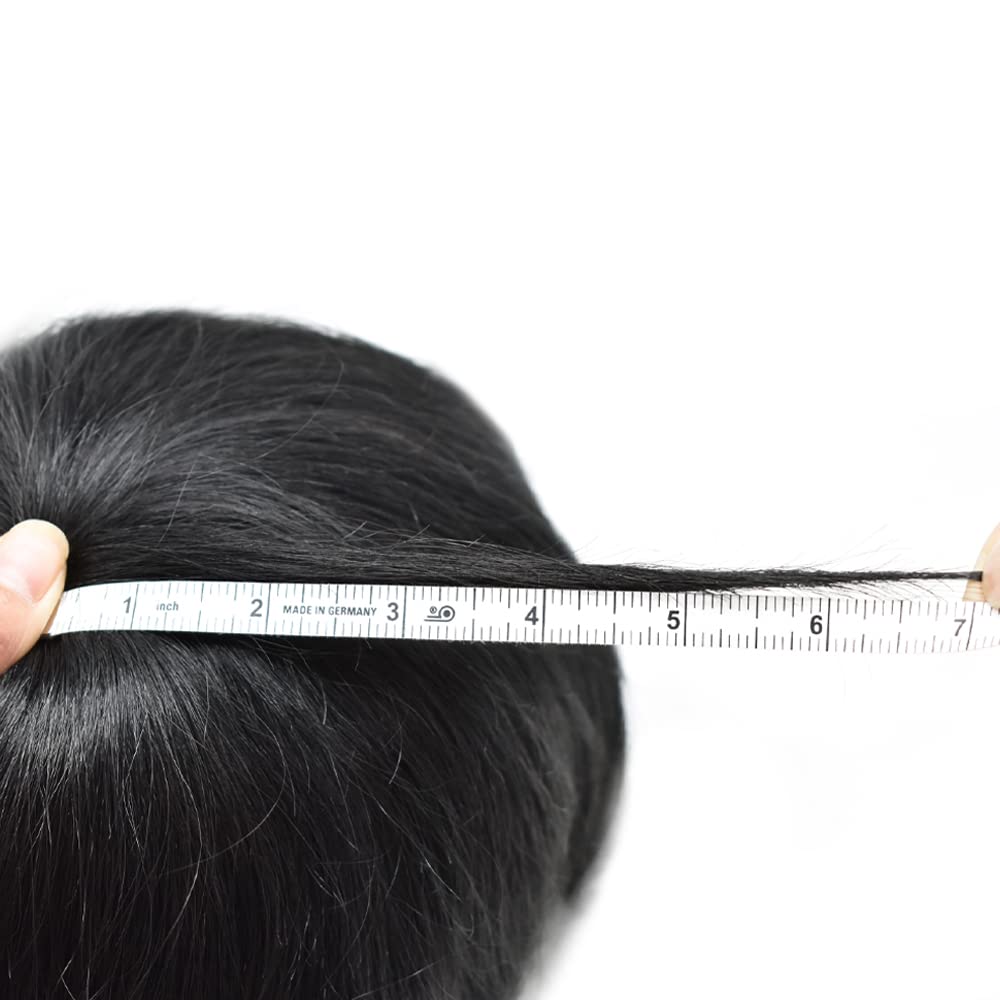 Toupee For Men Real Human Hair System For Men Full Swiss Lace Mens Toupee Lace Hair Piece For Men Hair System Bleached Knots 8x10-80% light density1B# OFF BLACK