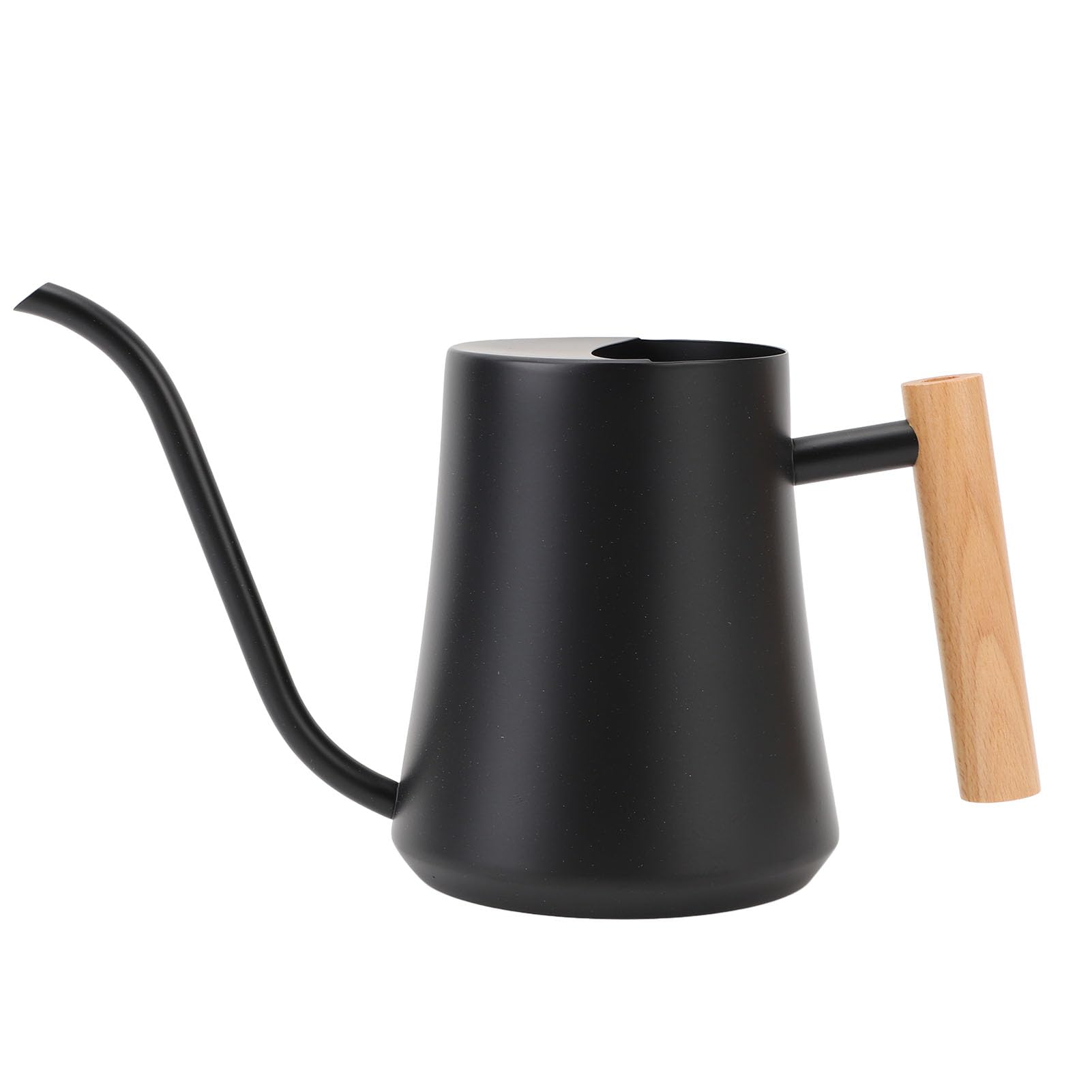 Wakects Regadera de Interior Regadera de Acero Inoxidable 1L Caño Largo de Madera Negro Mate para Plantas de Interior Plantas de Suculentas Bonsai Oficina en Casa (Negro Mate)