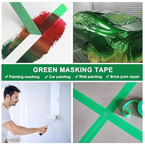 Image of BOMEI PACK Green Painters Tape 1 Inch Bulk - Paint Tape 20 Rolls x 1 Inch x 55 Yards - Green Masking Tape for Walls Painting, DIY Crafting, Edge Finishing and School Projects, Total 1100 Yards
