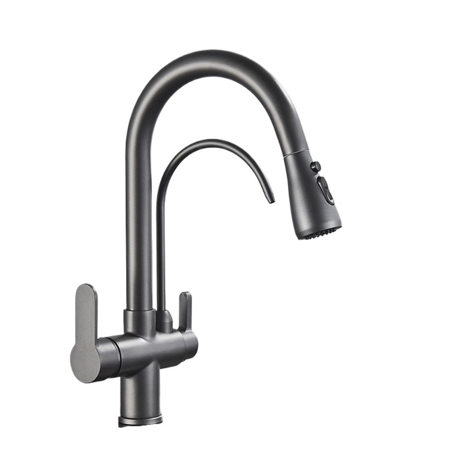 GLETSF 3-Way Pull-Out Kitchen Faucet High Arc Flexible Tap with Sprayer Drinking Water Purifier & Filter Modern Black Finish Ideal for Home & Kitchen Use,White-A