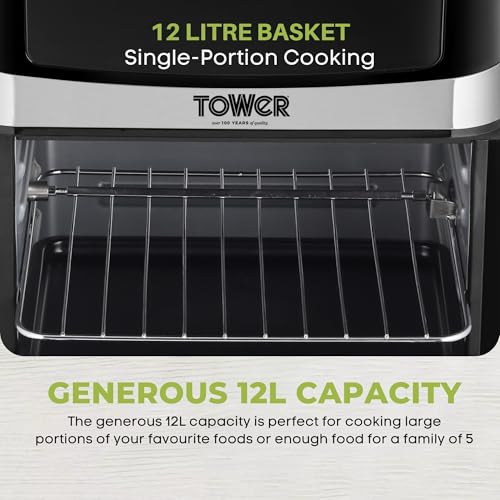 Image of Tower Vortx Air Fryer 12L | 1600W Digital Air Fryer with 12 Preset Menus, Rapid Air Circulation Technology, Adjustable Temperature & Timer | Easy to Clean, Energy Efficient & Stylish Compact