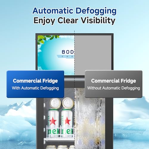 Image of BODEGACOOLER Commercial Refrigerators, Drink Fridge with Glass Door, Tall Beverage Cooler, Single Door Display Refrigerator, for Beer, Soda, 7.71 Cu.ft Capacity