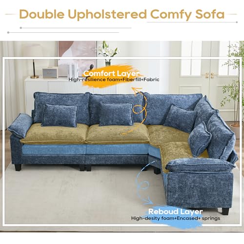 Image of URRED Oversized Modular Sectional Sofa,Blue:116 inch V Shaped