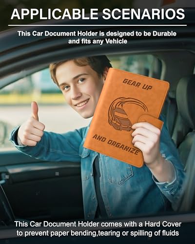 Image of FEDUS Faux Leather Premium Car Document Holder Car Storage Organizer, Car Registration and Insurance Trunk Holder for Driving Licence Owner Manual, PUC RC Paper, Vehicle Glove Box Document Bag Wallet