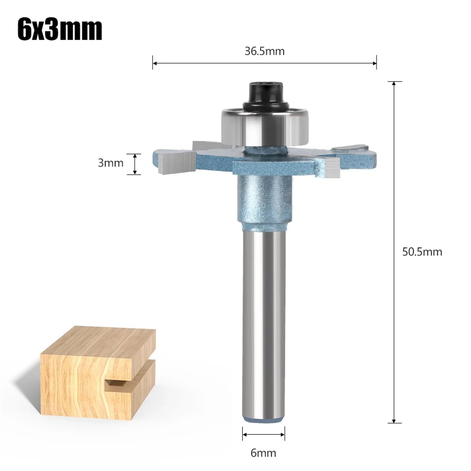 Fresa per incastri maschio-femmina, Punte for legno, gambo da 1/4 pollici, 6 mm, pezzi(6x36.7x3mm)