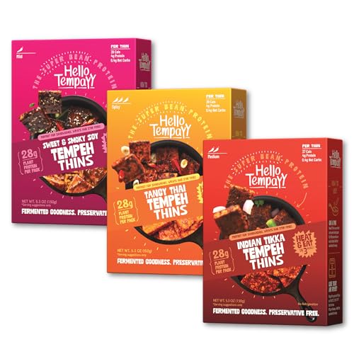 Ready to Cook Tempeh-All Thins Tempeh (Pack of 3)- 28g Clean Protein| High Fiber | More Protein & Fiber than...