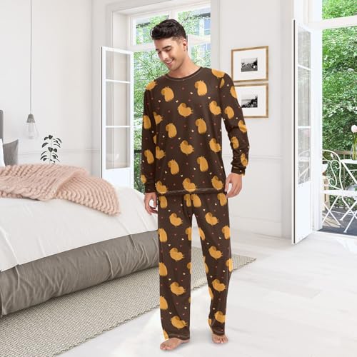 Unisex Pajama Set Long Sleeve Sleepwear Soft 2 Piece Loungewear Capybara Pj Sets for Women & Men 6