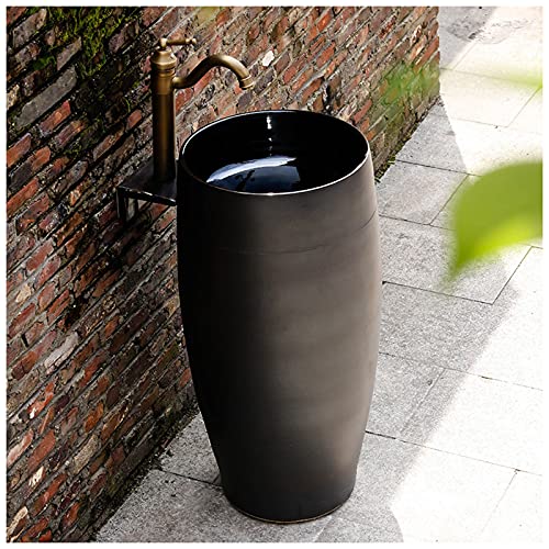 Yrra Vanity Unit Basin, Ceramics Bathroom Sink One Piece Pedestal Sink, Easy To Clean Floor Standing Basin Unit,G,42X83Cm（16X32In） #TOP25