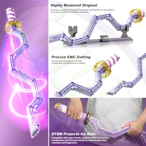 Image of Jorumo Swords Building Sets for Adults, 34in Iguro Obanai Sword Building Block with Stand, Anime Sword Building Toy Katana Gift, 836 Pcs