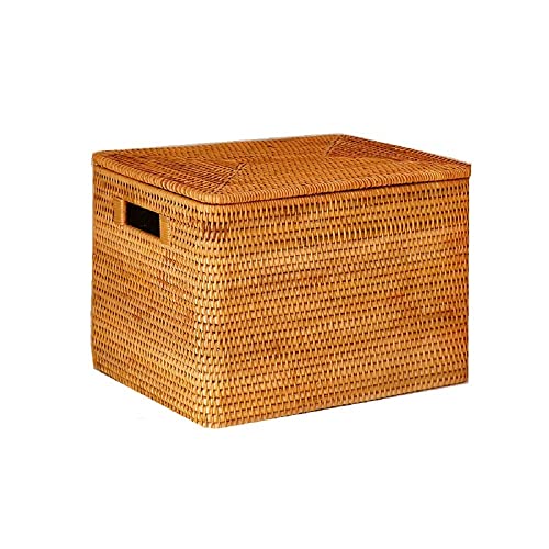 Panier de rangement en rotin avec couvercle XL pour protéger vos vêtements
