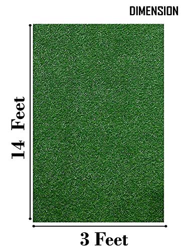 Image of Yellow Weaves 35 Mm High Density Artificial Rectangular Grass Carpet Mat For Balcony,Lawn,Door(3 X 14 Feet),Green