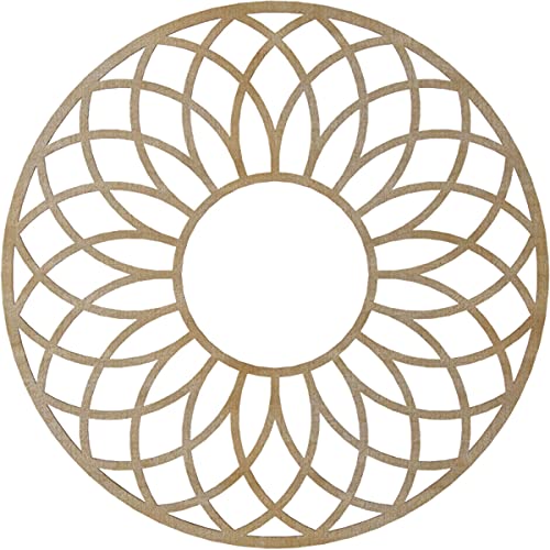 Image of Ekena Millwork 28 inchOD x 9 5 /8 inchID x 1 /4 inchT Cannes Wood Fretwork Pierced Ceiling Medallion, Hickory