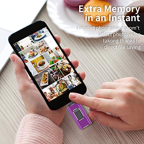 USB Flash Drive for iPhone 1000GB, iPhone Memory Stick, iPhone Photo Stick External Storage for iPhone/PC/iPad/Android and More Devices with USB Port (1000GB, DD-Purple)