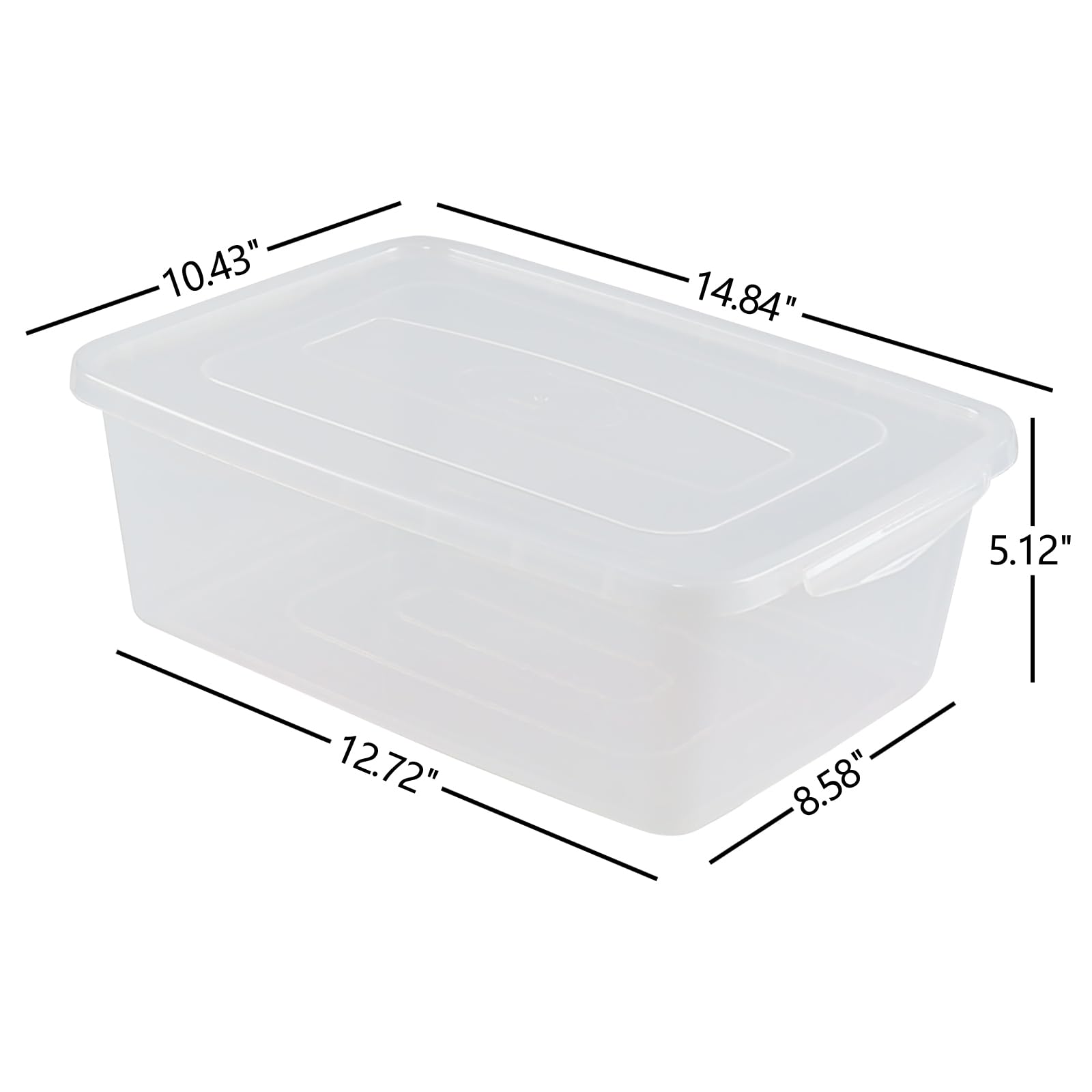 Lot de 4 bacs de rangement transparents de 12,7 litres, boîte de rangement à verrouillage en plastique avec couvercle