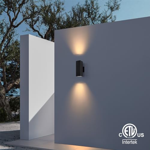 Image of mirrea 12 inch Modern Outdoor Porch Light in 2 Lights, Matte Black, 1 Pack