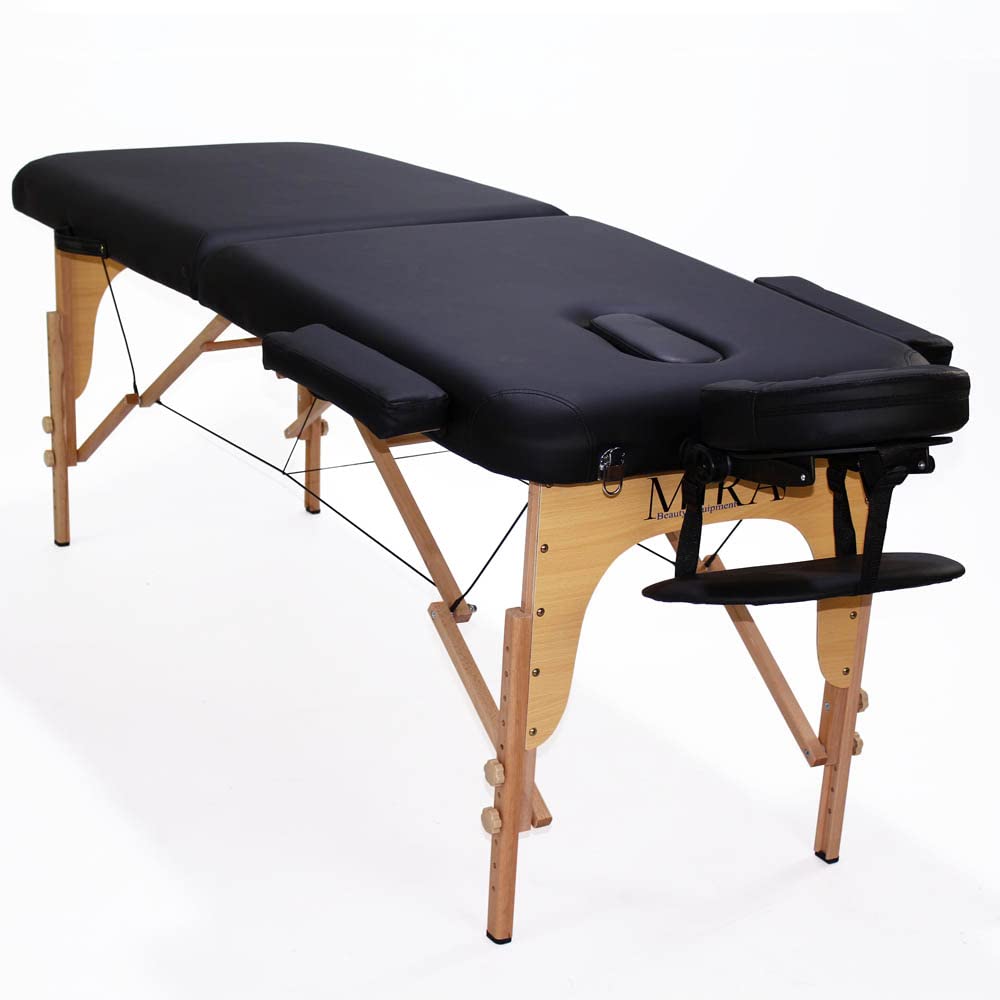 Mira Lettino massaggio portatile richiudibile senza schienale misura 185x65cm incluso accessori e borsone peso ciraca13kg (Black)