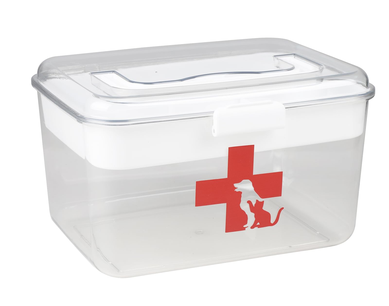 2 Layers Dog First Aid Kit box,Large First Aid Kit Bin,Medic Box for Dog Cat,Empty First Aid Box,Medicine Organizer with Built in Handle,Family or Dog Travel Camping Emergency Tool Set