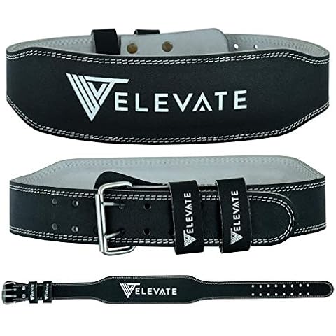 Elevate Equipment Weightlifting Gym Belt Premium 4” Leather For Squats Deadlifts & Heavy Weight Lifting Back & Core Support Increases Performance For Bodybuilding Crossfit or Powerlifting Training Cover