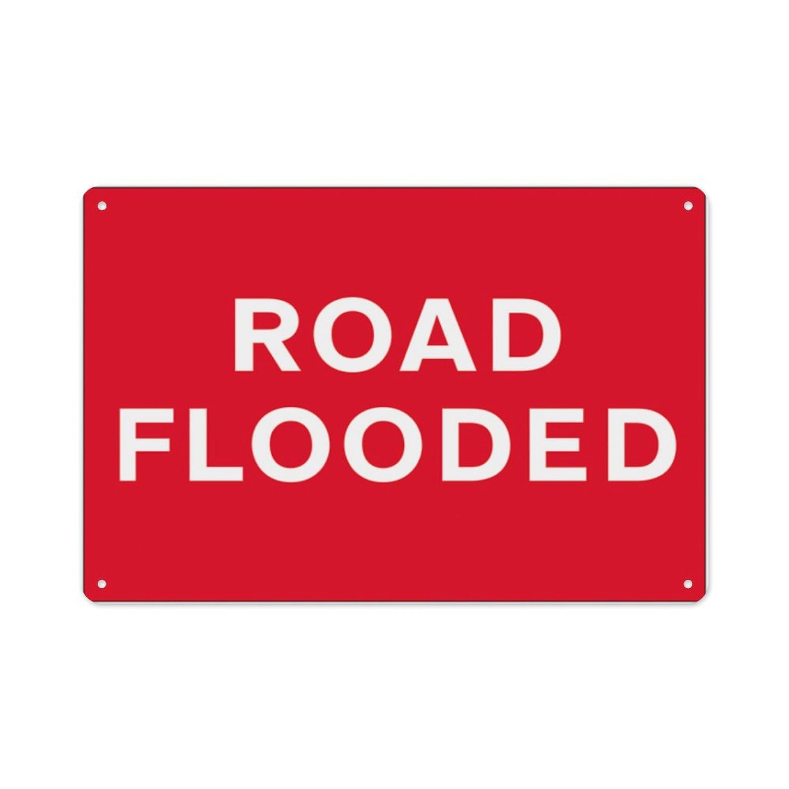 peiyeety Road Flooded Aluminum Tin Warning Signs For Home Outdoor Garden 8X12 Inches