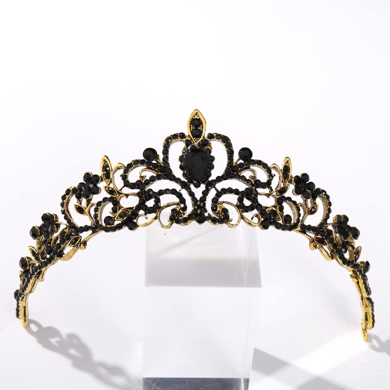Crown tiaras for women vintage corona negra de novia con cristales barrocos 7