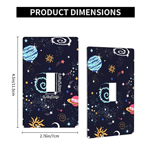 Galaxy Space Single Toggle Light Switch Cover Plate Decorative For Nursery Girls Kids Bedrooms Bathrooms Standard Size 1 Gang 4.5" X 2.76" #TOP3