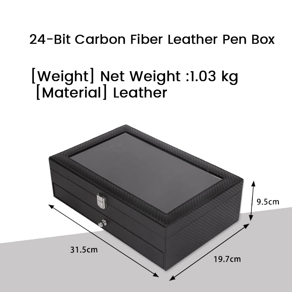 Stiftebox aus , 24 Fächer, luxuriös, 2-lagig, PU-Stiftetui, Füllfederhalter, Schmuck-Organizer, Carbon