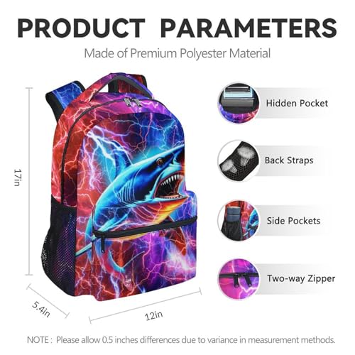 School Backpack with Lunch Box for Boys - 3PCS Shark Backpacks Matching Combo for Preschool, Aesthetic School Bookbag Pencil Pouch Bundle - Image 4