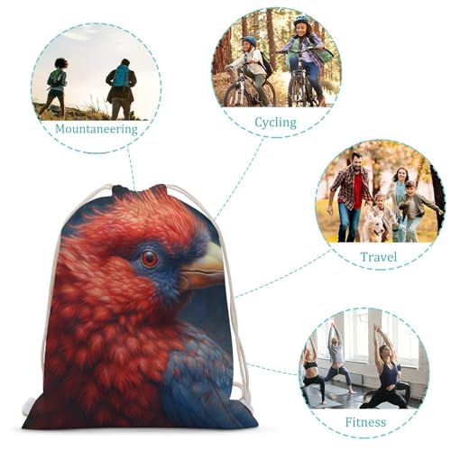 Drawstring Bag Backpack Watercolor Red Bird Sackpack Foldable String Bags Sports Gym Bag for Shopping Yoga3