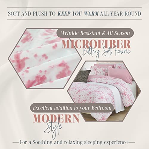 Image of Elegant Comfort Reversible 10-Piece Comforter Set, Tie-Dye Print, Decorative Pillow and Fitted Sheet with Smart Pockets, Soft, Plush, Lightweight Material, 10pc Tie-Dye Set, Twin, Light Pink