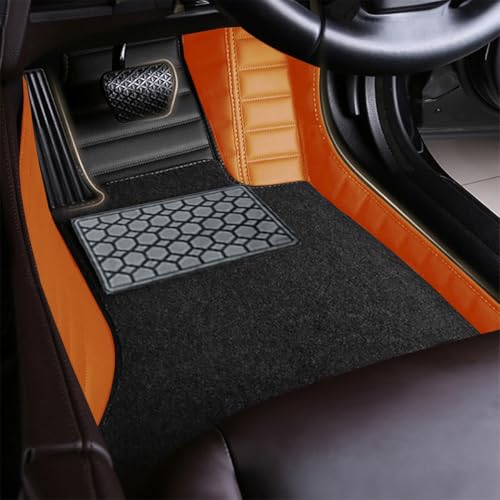 Image of 9D Combination Foot Mat | Waterproof | Anti-Slip | PU Leather | Full Coverage | All Weather | Custom Fitted | Car Mats | Compatible with Mahindra XUV700 2021 - Black AZ-Tan