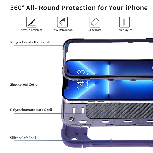 Image of MARKILL Compatible with iPhone with Built-in 360Rotating Ring Stand, Military Grade Drop Protection Full Body Rugged Heavy Duty Case Durable Cover (Deep Purple, iPhone 13 Pro Max 6.7 inch)