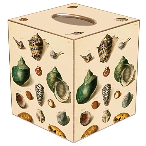 Shells on Cream Paper Mache Tissue Box Cover