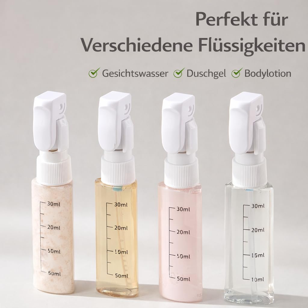 Cleanvo 4-In-1 Reise- & Gym-Spender, Cleanvo Duschsystem, Auslaufsicher Verschlossen, Tragbar, FüR Diverse Lotionen, Andere Pflegeprodukte Eignet (Weiß)