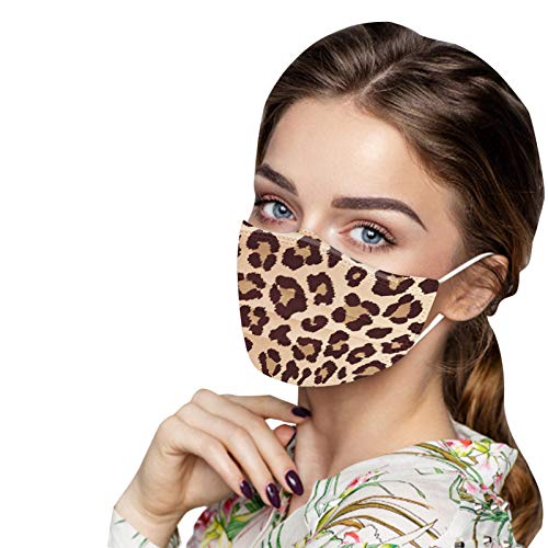 Preisvergleich Produktbild BQIU Mundschutz Multifunktionstuch Frauen Leopardenmuster Baumwolle Halstuch Bandana Elegant Schals Einweg Schlauchschal Atmungsaktiv Schlauchtuch für Freien und Partys