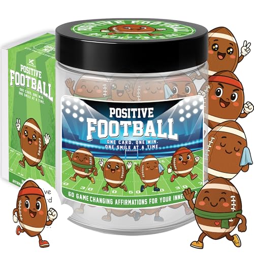 Positive Football Jar, 60 Sports Affirmation Cards, Emotional Support Gift, Football Coach Gifts, Gifts for Boys Men Team, Birthday Present for Men Dad Friend Brother Son