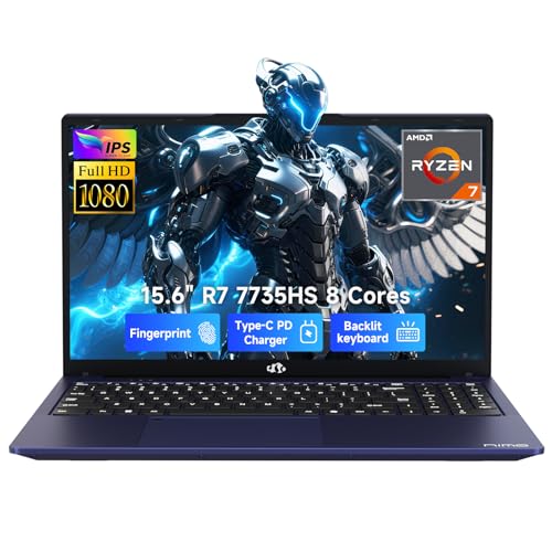 Image of NIMO 15.6 inch FHD IPS Gaming Laptop, AMD Ryzen 7 7735HS 16GB DDR5 RAM 512GB SSD (8C /16T, Beat i7-12650H) Radeon 680M Graphics, Backlit Keyboard, Fingerprint, 100W PD Computer for Business & Student