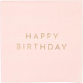 Bonjour Pink Happy Birthday Foil Napkins