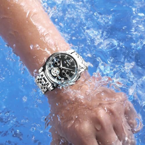 Image of OLEVS Automatic Mens Watch Self Winding Stainless Steel Gold Watch for Men