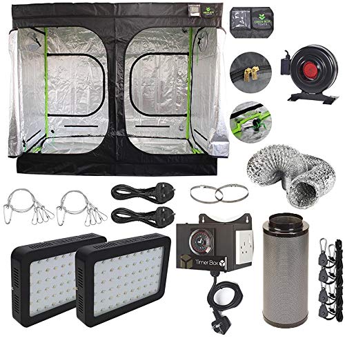 Green Box Grow Tent Hydroponic Kit 300x100x200cm Grow Tent 2x 600w LED Grow Light Full Spectrum