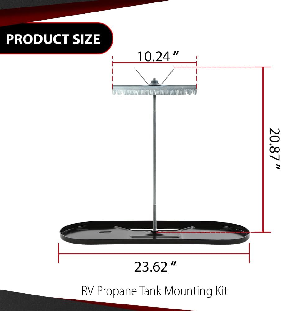 CROSSDESIGN RV Propane Tank Mounting Kit for 20lb 30lb LP Tanks Camper Travel Trailer Rod Size Increased 2" Propane Tank Holder Dual RV Propane Tank