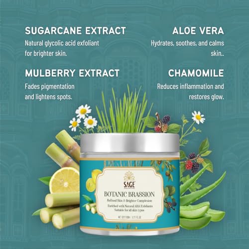 Image of Botanic Braison Face Scrub with Cane Sugar, Lemon & Jojoba | Helps with Dead Skin & Dark Spots | Contains Skin Brightening & Hydrating Properties - (110g)