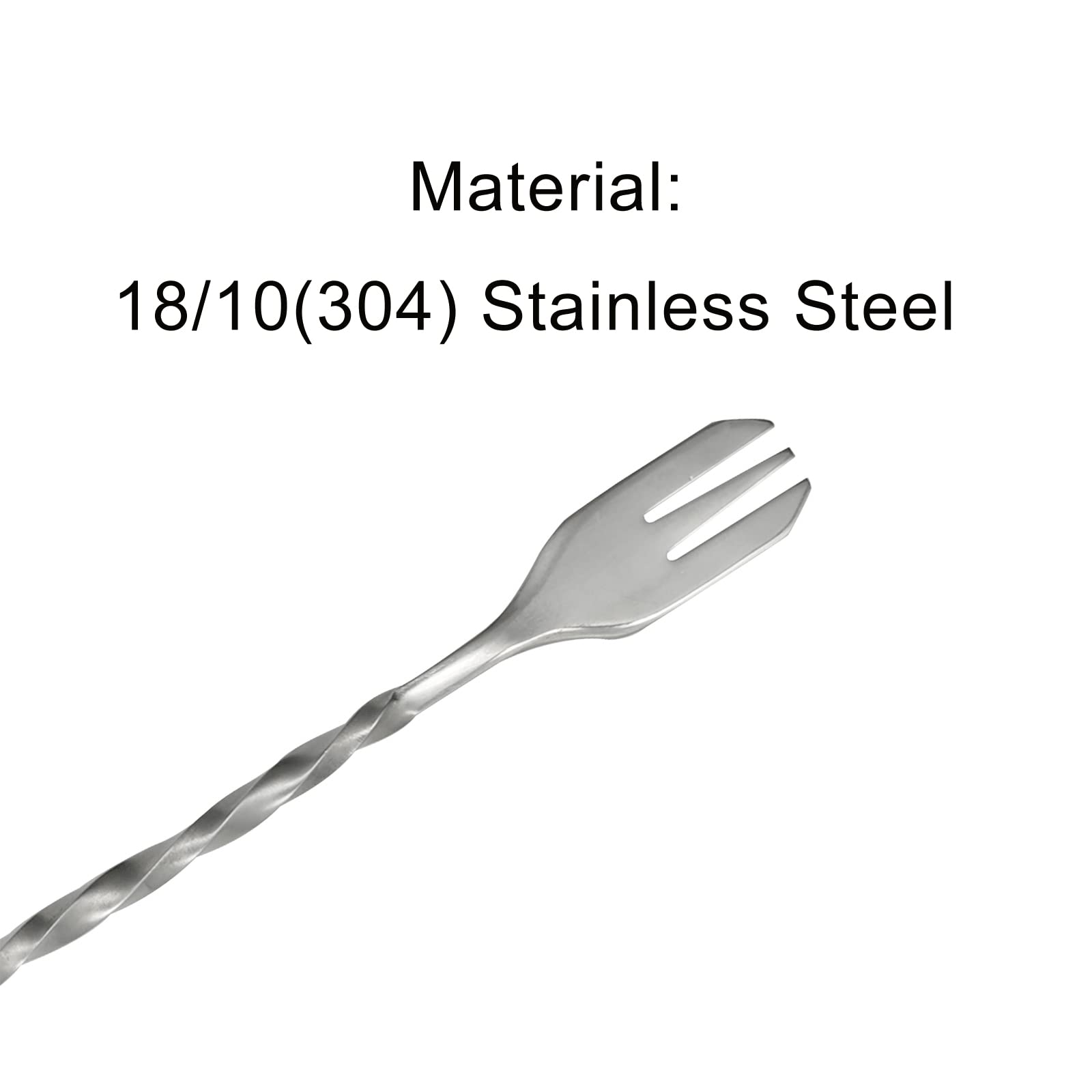 2 cucharas de barra de calavera y tenedor con patrón espirial, mango largo de 9.8 pulgadas, cuchara coctelera de acero inoxidable 18/10 para coctelera para camarero de Halloween 4