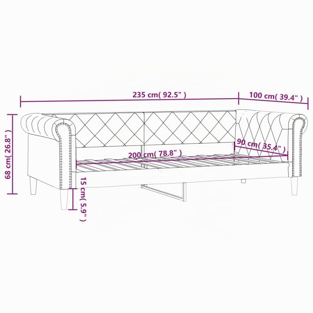 vidaXL Letto da Giorno Cappuccino 90x200 cm in Similpelle