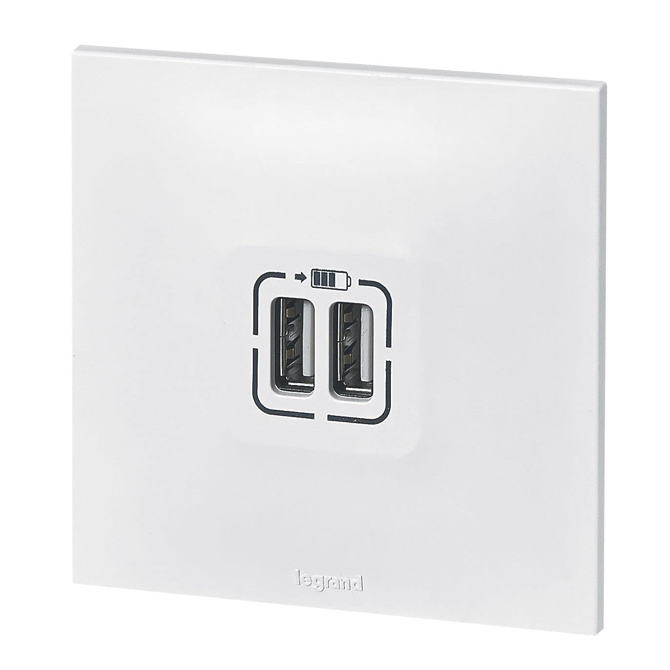 LEGRAND - Prise Double Chargeur USB-A 3A/15W Neptune - Possibilité de Repiquage sur Prise 2P+T - Blanc (Lot de 4)
